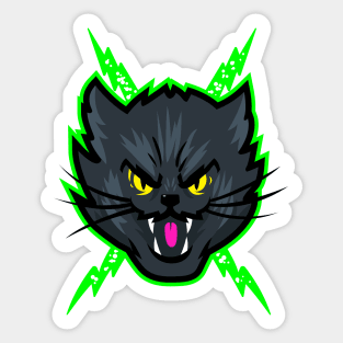 Black Electric Cat Sticker